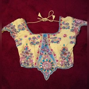 Beautiful Beaded Yellow Belly Dancing Top & Triangular Scarf/Size SM or US(2-4)